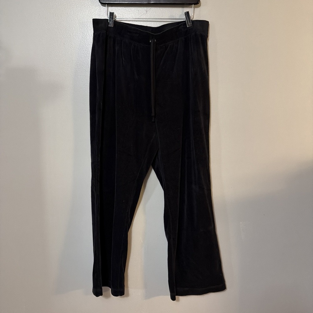Kim Roger Velour Black Wide Leg Track Pants PXL Comfort Witch Mob Wife